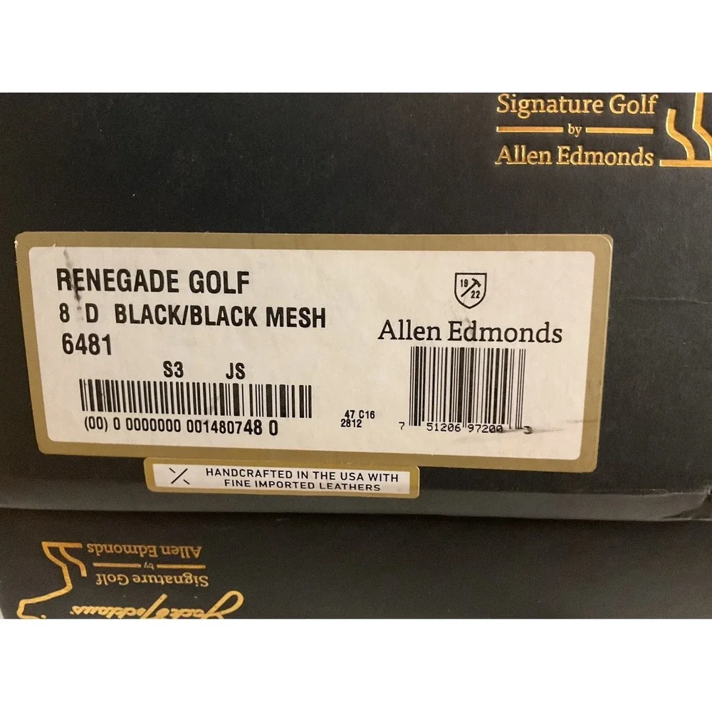 Jack Nicklaus Signature Golf Shoe Allen Edmunds Renegade Men's 8 D Black Leather
